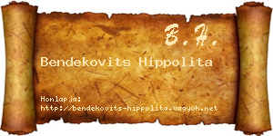Bendekovits Hippolita névjegykártya